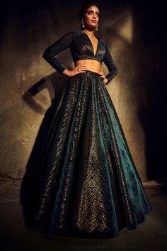 This velvet green lehenga set features intricate cut work and an antique gold shimmer. The outfit is paired with a net dupatta.From Seema Gujral's Mystique collection. DELIVERY TIMEPlease allow 8-12 weeks for your outfit to arrive. FABRIC DETAILSVelvet, Net. Professional cleaning only. Green Velvet Lehenga, Floral Cutwork, Seema Gujral, Velvet Lehenga, Green Lehenga, Embroidered Wedding, Wedding Lehenga, Net Dupatta, Lehenga Designs