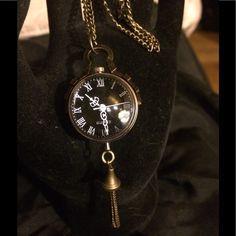 This Brass, Steampunk Time Piece Wears As A Long Necklace That Drops Below The Bust Line To 20”. Both The Face And Rear Of The Clock Are Glass, Giving It An Enchanting Crystal Ball Affect. At This Low Price It Is A Perfect, Timeless, Old World Gift With A Modern Flair That People Of All Ages Will Appreciate :)). (It’s Just Plain Cool!!) Comes In A Black Gift Box. No Disappointments Allowed!!! Metalworking Jewelry, Steampunk Necklace, Black Gift Boxes, Black Gift, Crystal Ball, Jewelry Ideas, Old World, Long Necklace, Accessories Watches