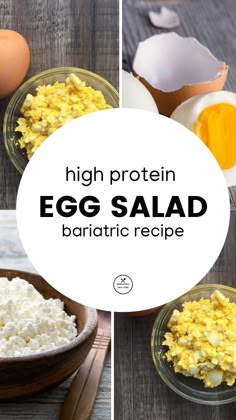 15min · 3 servings     Ingredients:  • 5 hard-boiled eggs  • 1/3 cup low-fat cottage cheese  • 1 teaspoon celery salt (can also use celery seed if ok with your doc)  • 1 teaspoon onion powder  • 1/8 teaspoon mustard  https://bariatricmealprep.com/high-protein-egg-salad/ Pureed Egg Salad, Egg Salad Recipe High Protein, Low Carb Bariatric Meals, High Protein Meals For Bariatric Patients, Bariatric Protein Popsicles, Gastric Recipes Sleeve, Bariatric Protein Meals, Bariatric Meal Plan Post Op Stage 2, Phase 2 Bariatric Diet Puree