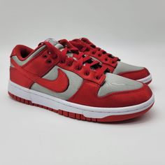 Nike Dunk Low Unlv Satin Red White Grey Shoes Sneakers Condition: New Without Box (We Ship With Regular Shipping Box) 100% Authentic Nike Product !!! Size: Women's 8.5 The Price Is Firm ! We Ship Items In 1 Business Day After Payment Is Received And Cleared. Please Feel Free To Ask Any Questions You May Have. Thank You For Shopping With Us ! ! ! Pastel Shoes, Athletic Shoes Nike, Dunks Nike, Grey Shoes, Nike Dunk Low, Dunk Low, Nike Dunk, New Nike, Nike Dunks