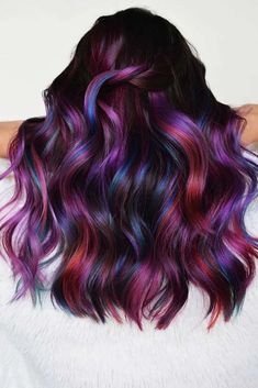 Rainbow Hair Color Ideas, Oil Slick Hair, Maroon Hair, Vivid Hair Color, Rainbow Hair Color, Creative Hair Color, Brown Hair With Blonde Highlights, Multicolored Hair