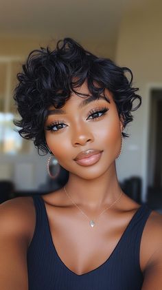 💫💖 Customize the Extraordinary Black Haircuts Short Haircuts for Black Women Pristine Short Curly Black Hair, Pixie Cut Curly Hair, Curly Black Hair, Short Curly Pixie