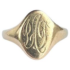 This sweet signet is modelled in 22ct gold. The colour of the ring is bright yellow gold. Initials 'PAF' engraved onto the face. Ring Size: N or 6 3/4 Face Diameter: 14x9mm Weight: 3.8g Face Ring, 22 Carat Gold, Gold Signet Ring, Square Faces, La Face, The Colour, Signet Ring, Bright Yellow, Vintage 1950s