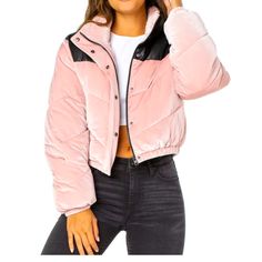 New With Tags Pink Soft Velvet Puffer Jacket Also Available In Camel Brown Caramel Color See Closet For Other Listing Pink Puffer Jacket With Padded Collar, Pink Puffer Jacket With Padded Collar For Spring, Spring Pink Puffer Jacket With Padded Collar, Pink Spring Puffer Jacket With Padded Collar, Pink Long Sleeve Puffer Jacket With Padded Collar, Pink Puffer Jacket For Fall, Pink Puffer Jacket For Fall Cold Weather, Pink Puffer Jacket For Cold Weather In Fall, Casual Pink Outerwear With Padded Collar