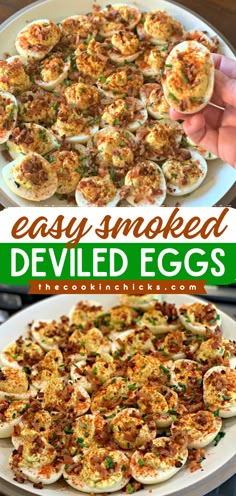 Get your smoker ready for this easy party snack or 4th of July recipe! Your finger food ideas must have the best deviled eggs. Complete with bacon, these Smoked Deviled Eggs are a showstopper! Smoked Deviled Eggs Recipe, Smoked Eggs, Smoked Deviled Eggs, Devilled Eggs Recipe Best, Traeger Recipes, Pellet Grill Recipes, Smoked Cooking, Deviled Eggs Recipe, Smoked Food Recipes