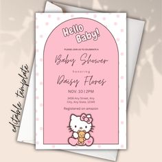 a hello kitty baby shower is shown in pink