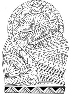 a black and white drawing of a person's head with an intricate pattern on it