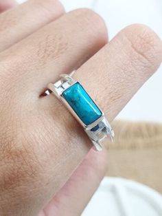 Sterling silver equestrian horsehair ring with Baguette Turquoise | RG887853 for just $37.69 Horse Hair, Equestrian, Charms, Turquoise, Gemstones, Sterling Silver, Ring, Silver, Hair