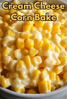 a bowl filled with cream cheese corn bake