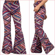 A Thinner Corduroy Fabric. Striped Pattern. Raw Edge Hem. Inseam- Small- 32.5”, Medium- 33”, Large- 33.5” Cotton/Polyester Blend. Burgundy, Pink, Rust, Teal, Navy & Khaki Colors Fitted Casual Multicolor Print Bottoms, Casual Blue Bottoms With Vibrant Print, Fitted Multicolor Wide Leg Pants, Fitted Wide Leg Multicolor Pants, Bohemian Blue Pants For Fall, Multicolor Bold Print Wide Leg Pants, Multicolor Wide-leg Pants With Bold Print, Multicolor Bottoms With Retro Print For Spring, Multicolor Casual Bottoms With Retro Print