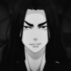 an anime character with long black hair and eyes