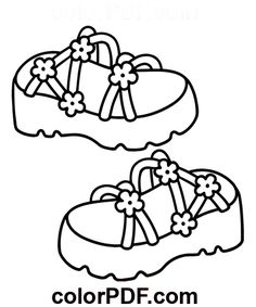 a pair of shoes with flowers on them coloring pages for kids, free printable