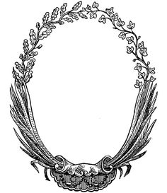 an oval frame with leaves and flowers around it, vintage line drawing or engraving illustration