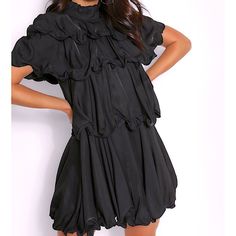 * Brand New* With Tags. True To Size. Tiered Ruffle Mini Dress For Night Out, Ruffled Mini Dress For Night Out, Chic Mini Ruffle Dress, Black Summer Dress With Ruffles, Chic Tiered Mini Dress For Evening, Black Ruffled Dress For Summer, Chic Tiered Dress For Night Out, Flowy Mini Dress With Ruffle Hem For Night Out, Black Tiered Midi Dress With Ruffle Hem