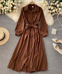 Stylish A Line Long Sleeve Dress Fall A-line Belted Maxi Dress, Long Sleeve Solid Color Winter Dresses, Casual Long Sleeve Solid Color Dresses, Winter Long Sleeve Solid Color Dresses, Solid Color Long Sleeve Midi Dress For Fall, Winter Long Sleeve Solid Color Midi Dress, Winter Solid Color Long Sleeve Midi Dress, Fitted Long Sleeve Belted Dress, Winter A-line Solid Color Maxi Dress