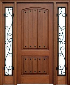 Mahogany  Decatur  Hendersonville  Single  Door/2Sidelite,  Builder Pooja Door, Wooden Door Entrance, Custom Front Doors, Front Door Design Wood, Wood Exterior, Wooden Main Door, Wood Exterior Door, Home Door Design, Mahogany Doors