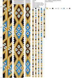 the beaded pattern is shown with different colors and patterns, including blue, yellow, brown