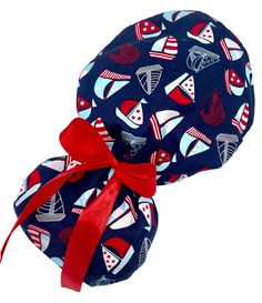 Ponytail Scrub Cap, sail boats sailing cotton surgical cap. Medical cap, size fits most. Choose matching fabric or satin ribbon tie backs. by ClaremUS on Etsy Cute Scrubs, Sail Boats, Surgical Caps, Turban Headbands, Scrub Cap, Scrub Hats, Ribbon Tie