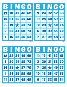 three blue and white printable numbers for a game