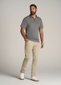 About Our Ultra Soft Short Sleeve Cotton Polo for Tall Men Putting comfort first. Polos are always polished, but we’re taking this short sleeve to an entirely new level of wearability. Made with all-cotton, this tall men’s polo shirt is unbelievably soft on the skin and gets better with every wear. Designed specifically for your frame, we built this extra long polo shirt to land right at your hip. Both pre-washed and shrinkage controlled, you can trust the size will aways be perfect. A flatterin Grey Shirt Outfit Men, Grey Polo Outfit Men, Gray Shirt Outfit, Brand Video