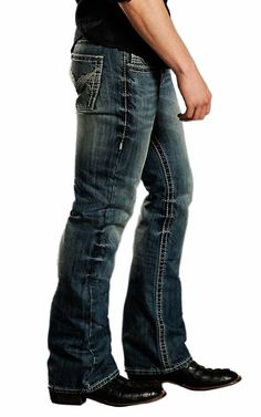 rock and roll mens jeans 34x34 slim bootcut | Rock & Roll Cowboy® Medium Stonewash Stitched V Pocket Pistol Slim ... Bootleg Jeans, Men Jeans Pants, Custom Jeans, Mens Cowboy, Mens Cowboy Boots, Pants Design