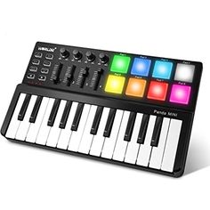 an electronic keyboard with many colors on it