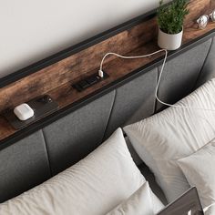 The Sturdiness bed frame offers extra stability, a breathable and wear-resistant cotton flax fabric headboard, and built-in power outlets and USB ports for convenient charging and storage.","Bed headboard has 2 outlets and 2 USB for charging devices. Bed frame includes a storage shelf for easy access to phone and other items while in bed. | Simplie Fun Queen Size 38" High Bed Frame | Mathis Home High Bed Frame, Queen Metal Bed, Queen Size Bed Frame, Headboard With Shelves, Storage Headboard, Queen Size Platform Bed, Full Bed Frame, Queen Size Bed Frames, Bed Headboard