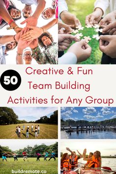 people holding hands together with the words creative and fun team building activities for any group