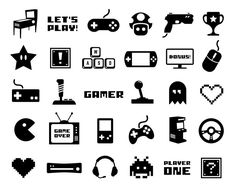 a bunch of different types of video game logos on a white background with text that says, let's play