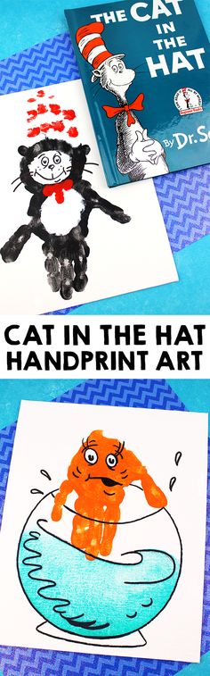 the cat in the hat handprint art project is perfect for kids to do with their favorite books