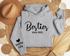 Personalized Matching Best Bitches Friends Hoodie, Custom Best Friends Sweatshirt, Besties Trip Outfit, Cute BFF Birthday Gift, BFF Hoodie, Sisters Shirt, Besties Sweatshirt, Personalized Hoodie, Custom Name Shirt, BFF Sweatshirt, Birthday Gift For Bestie, Best Gift For Friend, Gift for Girlfriend HOW TO ORDER: 1. Please, Check and Review all Photos and Size Charts (All styles are Unisex) 2. Choose Your Color/Size 3. Choose Your Quantity as much as you want. 4. Click "Add To Cart". For multiple Best Friend Hoodies For 2, Matching Best Friend Hoodies, Friend Hoodies, Bff Sweatshirts, Bff Hoodies, Best Friend Sweatshirts, Best Friend Hoodies, Bff Matching, Bff Birthday Gift