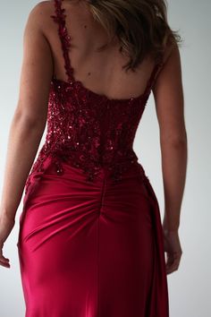 Cindy Pleated Bodice Gown | Burgundy Dark Red Prom Dress, Oh Hello Clothing, Emerald Green Prom Dress, Cute Formal Dresses, White Bridal Dresses, Dress Train, White Bridesmaid Dresses, Senior Prom Dresses, Corset Dress Prom