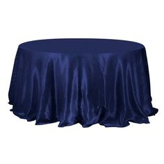 Satin Round Tablecloth Silky, smooth, and shiny satin always inspires people; there is an overwhelming charm and sophistication that this imperial fabric exudes. This attribute makes it a number one choice for decoration, embellishing and ornamenting. Our supreme quality Satin Tablecloths are fashioned with sublime refinement and extra smoothness to create one of a kind table linen for those special events that call for an extra dash of swanky urbanity and a red carpet treatment. Seamless Round 6 Foot Table, Blue Party Decorations, Table Overlays, Photography Decor, Tablecloth Sizes, Table Skirt, Mantel Redondo, Blue Table, Table Ronde