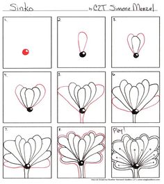 step by step instructions for how to draw flowers in the shape of hearts and petals