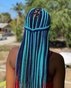 Colorful Cornrows Braids, Knowles’s Braids With Color, Braids Ideas With Color, Multi Color Box Braids, Box Braids With Triangle Parts, Multi Colored Box Braids, Color Combos For Braids, Braid Color Ideas For Black Women, Braids Two Colors