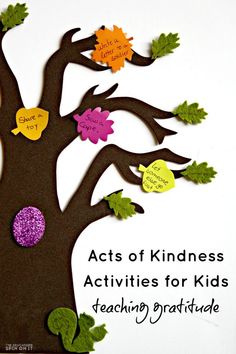 an arts and crafts activity for kids to practice the acts of kindness tree with leaves