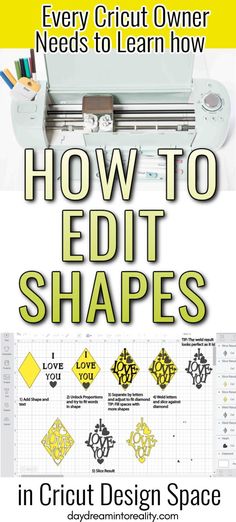 how to edit shapes in cricut design space with the title, how to edit shapes