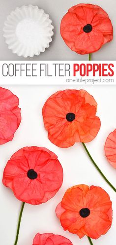 coffee filter poppies are an easy craft for kids to make