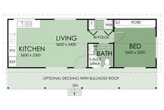 the floor plan for a small house with two bedroom and an attached bathroom, including a living