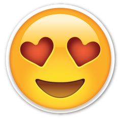 an emoticive smiley face with two hearts on it's eyes is shown