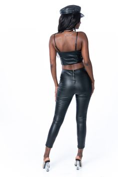 Tribeca Faux Leather Crop Top Black Tops HYPEACH BOUTIQUE Leather Crop Top, Faux Leather Pants, Leather Lace, Black Fits, Black Crop Tops, Quality Fashion, Black Faux Leather, Leather And Lace, Side Zipper