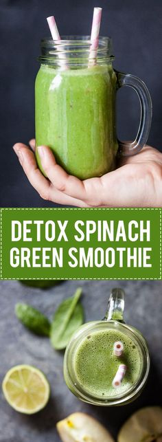 Start spring cleaning with a delicious & healthy Detox Spinach Green Smoothie. Just 5 ingredients for a powerful detox smoothie! | www.vibrantplate.com #smoothie #smoothie #spinach Veggie Juice, Detox Diet Plan, Smoothie Detox, Clean Diet, Diet Drinks, Healthy Detox, Sugar Detox, Natural Detox