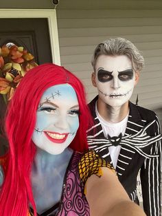 two people dressed up as jack and sally