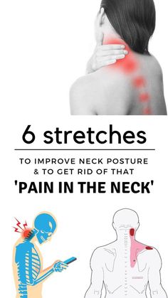 the back of a woman's neck with pain in her neck, and an image of