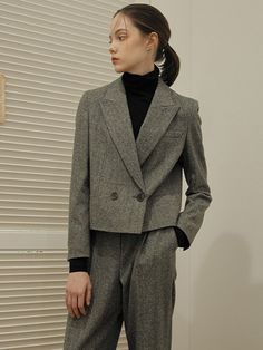 Cropped Jacket, Crop Jacket, Double Breasted Suit Jacket, Pocket Detail, Welt Pocket, Suit Jacket, Jackets & Coats, Sleeve Length, Blazer