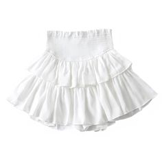 - 100% polyester- hand wash / air dry Ruffle Skirt White, White Athletic Skirt, Preppy Skirts, Aubreigh Wyatt, White Ruffle Skirt, Fancy Short Dresses, Preppy Skirt, Layered Mini Skirt, Recruitment Outfits