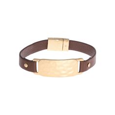 You'll love having this Bella Uno leather and metallic ID boyfriend bracelet in your jewelry collection. You'll love having this Bella Uno leather and metallic ID boyfriend bracelet in your jewelry collection.Click on this JEWELRY & WATCHES GUIDE to learn about fit, styles, materials and more! Length: 8 in. Metal: zinc Finish: worn Packaging: decorative card Please note, due to the high value of this item, a signature may be required upon delivery. Size: 8". Color: Gold Tone. Gender: female. Age Gold Leather Bracelet As Fashion Accessory, Adjustable Gold Leather Bracelets, Adjustable Gold Bracelets With Leather Strap, Adjustable Gold Leather Friendship Bracelet, Gold Leather Bracelets For Everyday Use, Adjustable Gold Leather Bracelet For Everyday, Gold Bracelets With Leather Strap, Everyday Gold Leather Bracelets, Trendy Gold Bracelets With Leather Strap