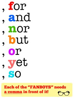 the words for and not but or yet so are in different colors