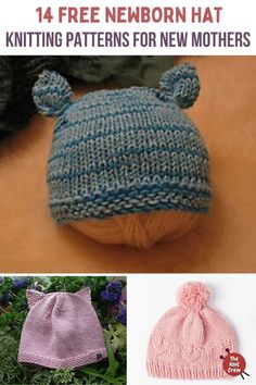 Looking for a unique and adorable knitting project for a newborn? Check out these 14 free hat patterns with various styles like classic, bonnet, and cable designs. All the designs in the collection have direct links to the pattern with credit to the designer and short info for you to decide if they are the right ones for you. Knit patterns curated by TheKnitCrew. Baby Summer Hat, Baby Diy Projects, Knit Baby Dress, Hat Patterns Free, Newborn Hats