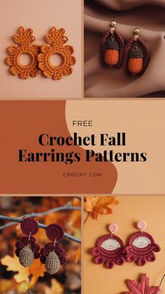 Fall earrings crochet: Explore free patterns to create beautiful, autumn-inspired crochet earrings. Discover how to make stylish accessories perfect for the fall season, using cozy colors and creative designs. Start crafting your own fall earrings with these easy-to-follow patterns! Crochet Christmas Earrings Free Pattern, Crochet Christmas Earrings, Summer Crochet Patterns Free, Crochet Fall Decor, Thanksgiving Crochet, Crochet Apple